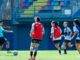 Futbolistas del Club Deportivo Magallanes durante un entrenamiento profesional